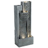 Outsunny Water Feature with LED Lights and Planter, 3-Tier Garden Water Fountain with Pump, Resin Waterfall Feature, Dark Grey
