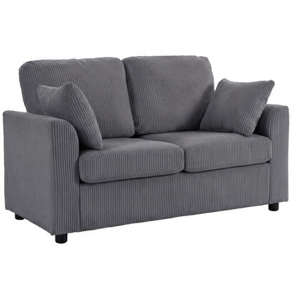 HOMCOM 2 Seater Sofa, Corduroy Small Couch with Spring Cushion, Wide and Deep Seat, Dark Grey