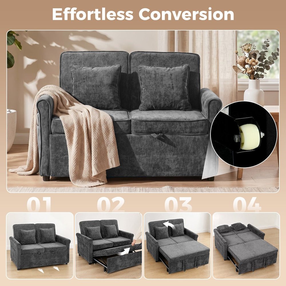 HOMCOM 2 Seater Sofa Bed in Grey