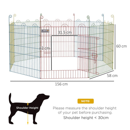 PawHut Pet Playpen Crate, with Eight Panels, Door, for Indoors and Outdoors, 60H x a156cm