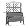 Outsunny Raised Garden Bed with Trellis, 2-Tier Wooden Elevated Planter Box for Vegetables, Flowers, Herbs, Grey