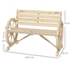 Outsunny Wagon Wheel Chair Bench Armrest Rustic Loveseat Wood Outdoor Garden, Natural