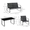 Outsunny Four-Piece Minimalistic Garden Sofa Set - Black
