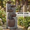Outsunny Outdoor Fountain with 5-Tier, Garden Fountain with LED Lights, Adjustable Flow, Grey and Rustic Brown