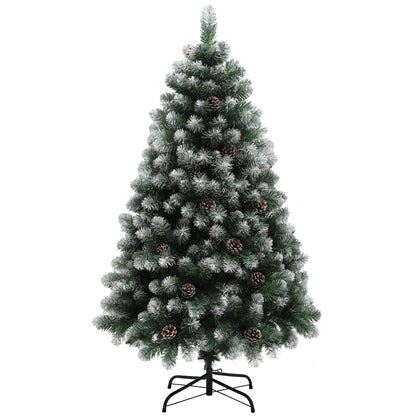 HOMCOM 5ft Snow-Dipped Artificial Pine Christmas Tree in Green