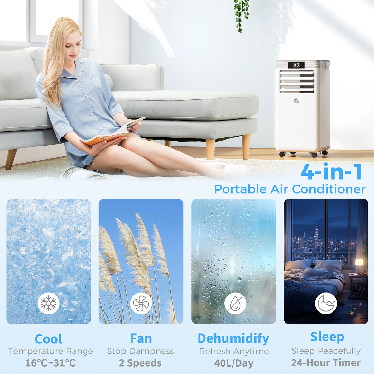 HOMCOM 10000 BTU Air Conditioning Unit in White