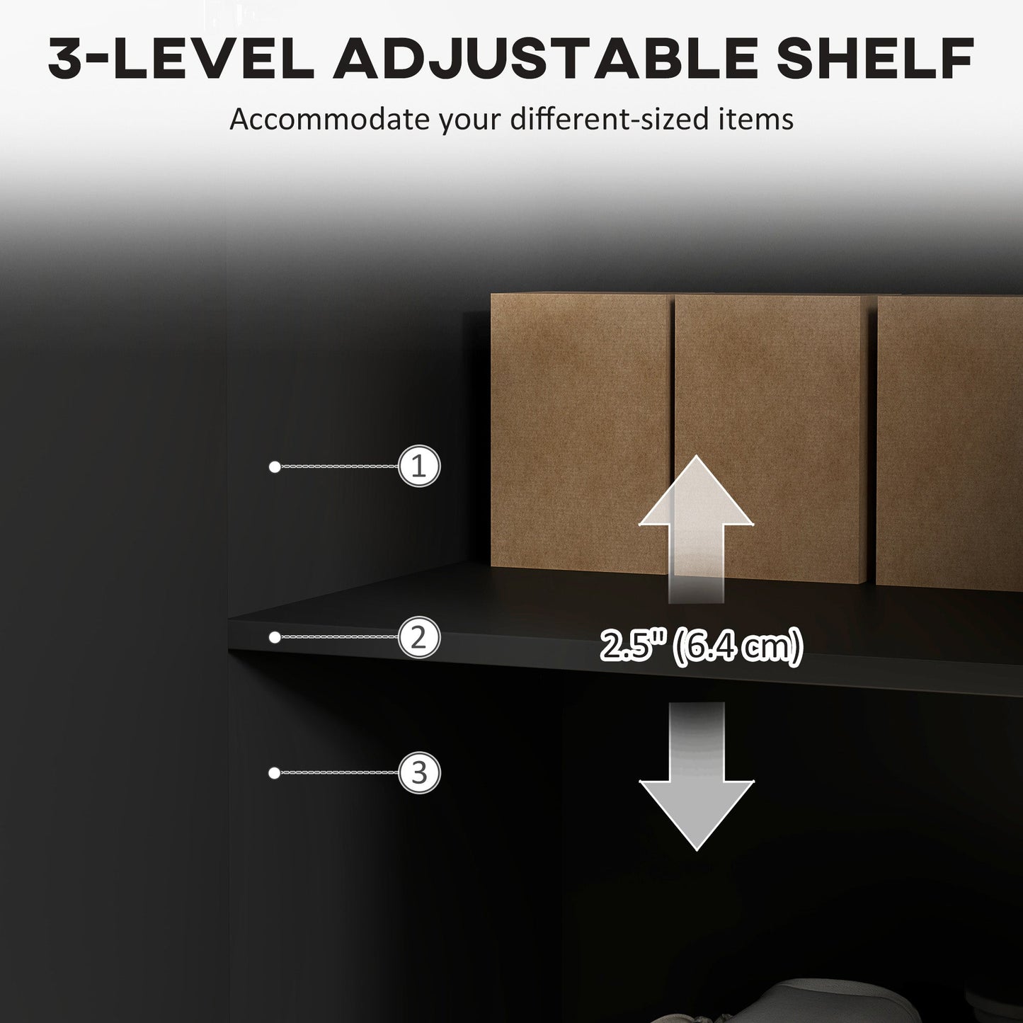 HOMCOM Sideboard Buffet Cabinet, Modern Kitchen Storage Cabinet with Adjustable Shelves and Metal Legs, Black