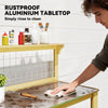 Outsunny Wooden Potting Bench Table with Aluminium Worktop, Outdoor Garden Workbench with 2 Shelves