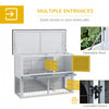 PawHut 2-Tier Wooden Rabbit Hutch Guinea Pig House Bunny Cage Backyard w/ Openable Roof Small Animal House for Outdoor Grey, 108 x 45 x 78 cm