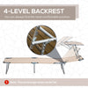 Outsunny Outdoor Foldable Sun Lounger Set of 2, 4 Level Adjustable Backrest Reclining Sun Lounger Chair with Angle Adjust Sun Shade Awning for Beach, Garden, Patio, Sand