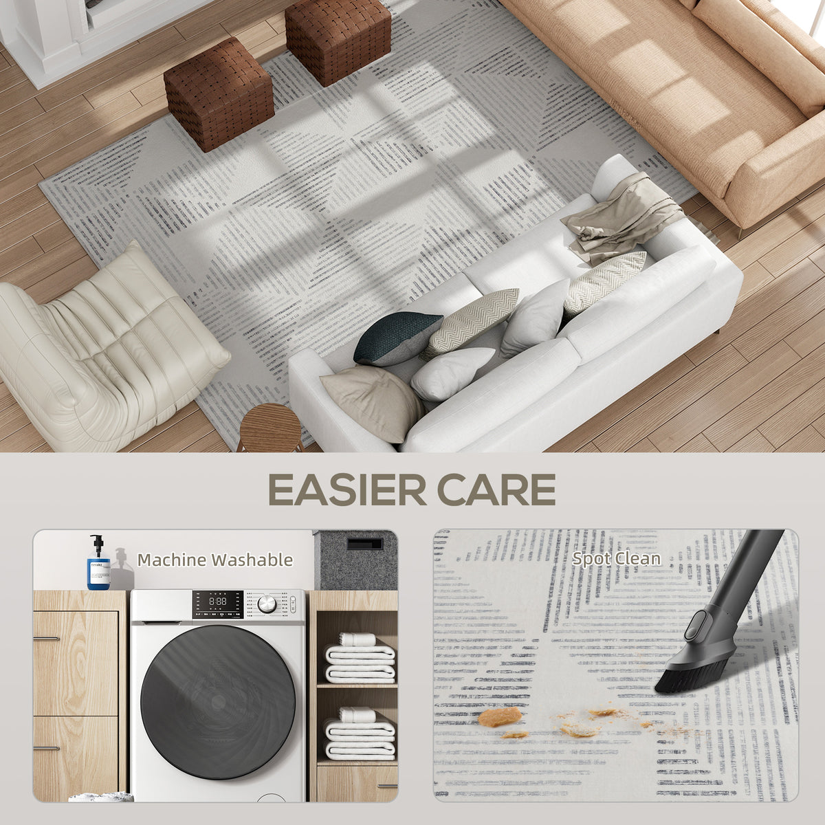 HOMCOM Modern Area Rug in Grey