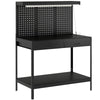 HOMCOM 110 cm Workbench with Pegboard, Heavy Duty Work Table with Power Strip and LED Light, Black