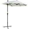 Outsunny 2m Half Parasol Market Umbrella Garden Balcony Parasol with Crank Handle, Base, Double-Sided Canopy, Cream White