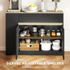 HOMCOM Sideboard, Storage Cabinet with Adjustable Shelf, 2 Drawers, 3 Open Shelves, Black