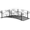 Outsunny 184cm Metal Arch Garden Garden Bridge, Safety Siderails, Arc Footbridge for Garden Creek, Stream, Pond, Black