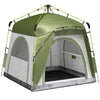 Outsunny Instant Pop Up Camping Tent, 4 Man Dome Tent with 4 Doors, Sewn-in Groundsheet, Carry Bag and Top Hook for Fishing Hiking Festival, Green