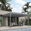 Outsunny 4 x 3(m) Outdoor Pergola with Retractable Roof, Aluminium Louvered Patio Gazebo Canopy for Lawn Garden Patio, Grey