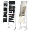 HOMCOM Jewelry Cabinet Standing Mirror Full Length Makeup Lockable Armoire Storage Organizer White