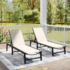 Outsunny Folding Sun Lounger Set of 2, 5-Position Adjustable Reclining Garden Loungers, Garden Chaise Lounge Sunbed Recliner Chairs with Steel Frame for Beach, Porch, Patio, Camping, Khaki