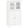kleankin Bathroom Floor Cabinet, Freestanding Kitchen Cupboard with 2 Drawers, Adjustable Shelves and Tempered Glass Door, Wooden Storage Unit for Living Room Kitchen Hallway