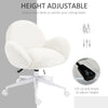 HOMCOM Makeup Vanity Chair, Cute Fluffy Desk Chair with Rolling Wheels for Bedroom Living Room, Cream White