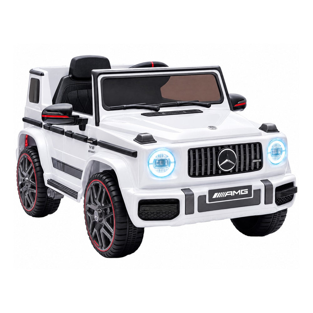 AIYAPLAY Licensed Mercedes-AMG G63 12V Kids Ride on Car with Remote Dual Motors Rear Suspension Slow Start for 3-6 Years, White