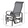 Outsunny Outdoor Gliding Rocking Chair with Sturdy Metal Frame Garden Comfortable Swing Chair, Grey & Brown