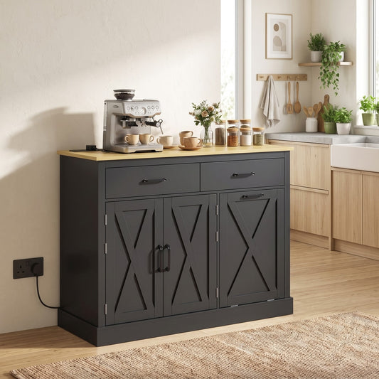 HOMCOM Tilt Out Trash Cabinet with Charging Station in Black