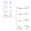 HOMCOM Foldable Clothes Drying Rack, 4-Tier Steel Garment Laundry Rack with Castors for Indoor and Outdoor Use, Blue