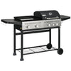 Outsunny 12kW Deluxe Duo Gas BBQ, with Grill, Plancha and Side Burner - Black
