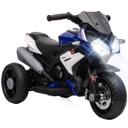 HOMCOM Kids Electric Motorcycle, 6V Ride on Motorcycle with 3 Wheels, LED Headlight, Music, Horn for Boys Girls 3-5 Years, Blue