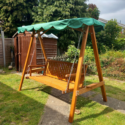 Outsunny 3-Seater Pinewood Swing Chair in Green