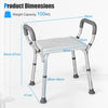 Bath Chair Shower Bench with Detachable Padded Arms-Grey