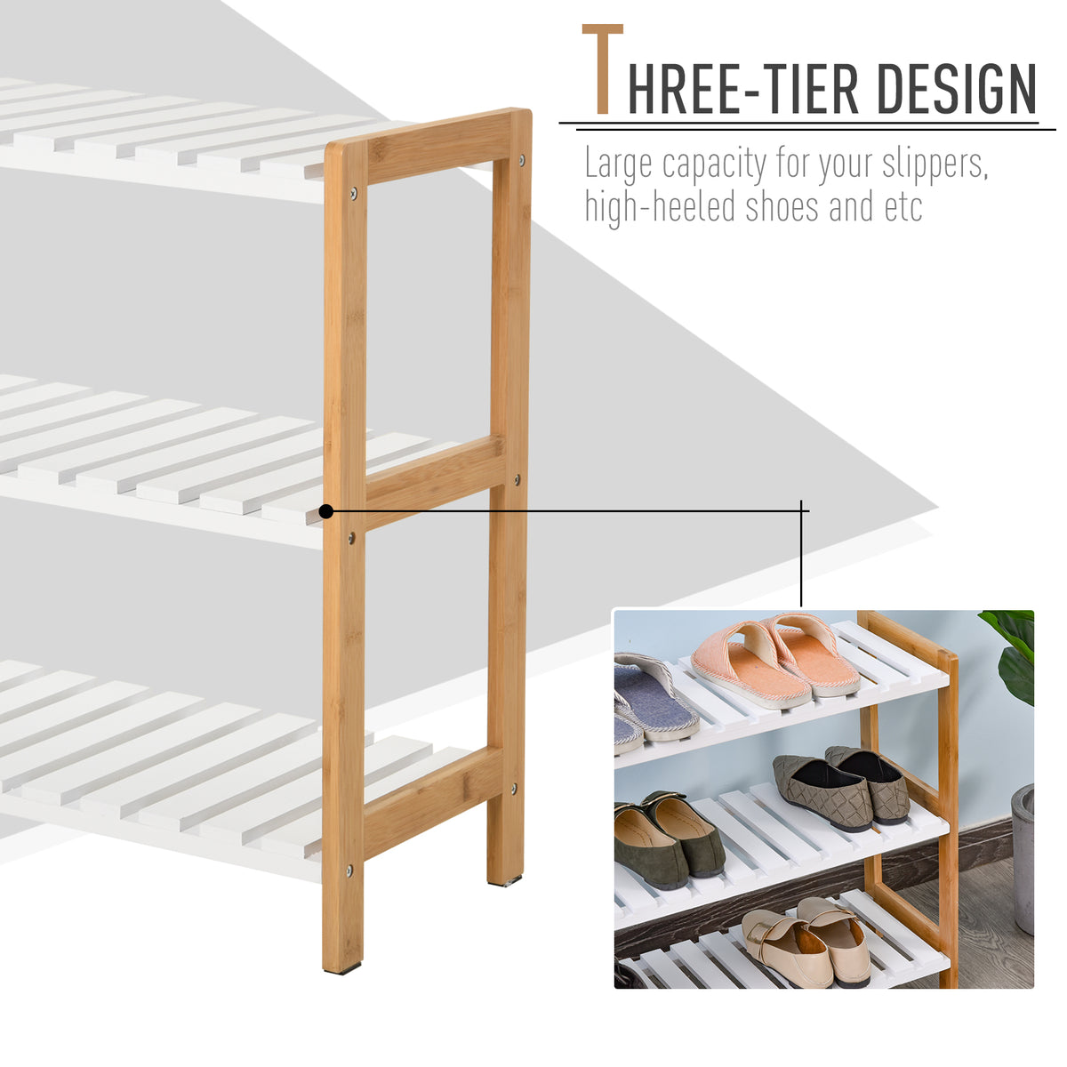 HOMCOM 3-Tier Shoe Rack