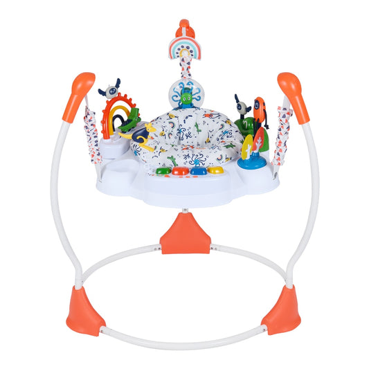Baby Activity Center Baby Jumper and Bouncer with 6 interactive toys and orange accents