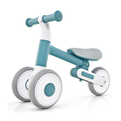 Baby Balance Bike Toddler Walker Training Bicycle in blue with a grey seat and white wheels