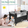 5-in-1 Baby Bassinet Bedside Sleeper with Diaper Changer and Hanging Toys-Black