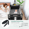 5-in-1 Baby Bassinet Bedside Sleeper with Diaper Changer and Hanging Toys-Black