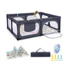 Baby Playpen with Safe Gate and Breathable Mesh-Dark Grey