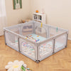 Baby Playpen with Safe Gate and Breathable Mesh-Light Grey