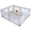 Baby Playpen with Safe Gate and Breathable Mesh-Light Grey