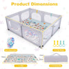 Baby Playpen with Safe Gate and Breathable Mesh-Light Grey