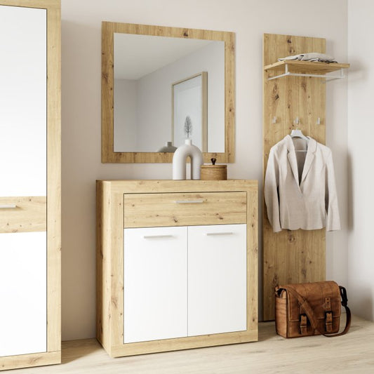 Baccio 83cm Shoe Cabinet with Drawer (BCCK222) in Artisan Oak and White