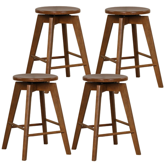 Backless Bar Stool Set of 4 wooden swivel counter height bar chairs