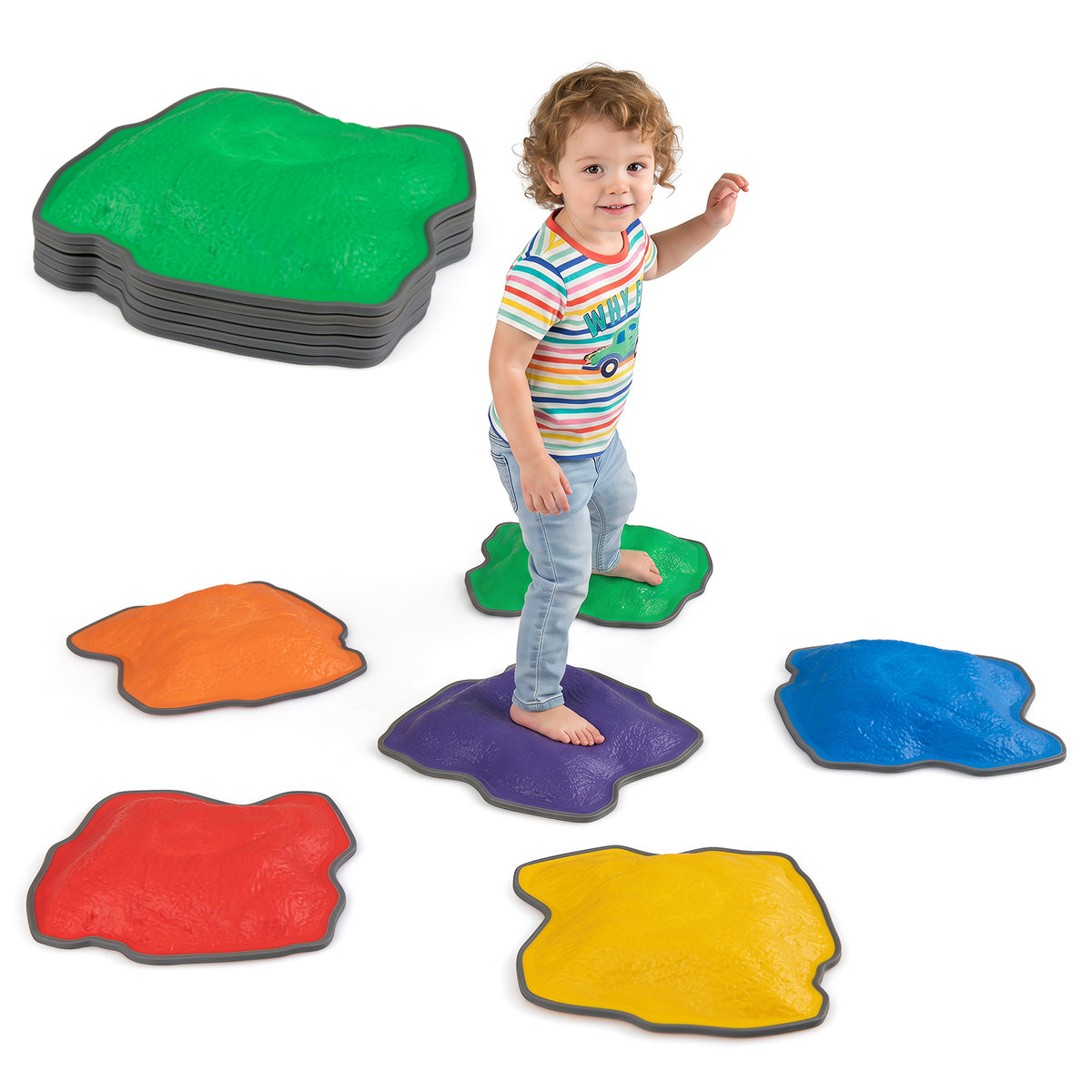 Balance Stepping Stones 6 Pieces Non-Slip Design with a child standing on one stone