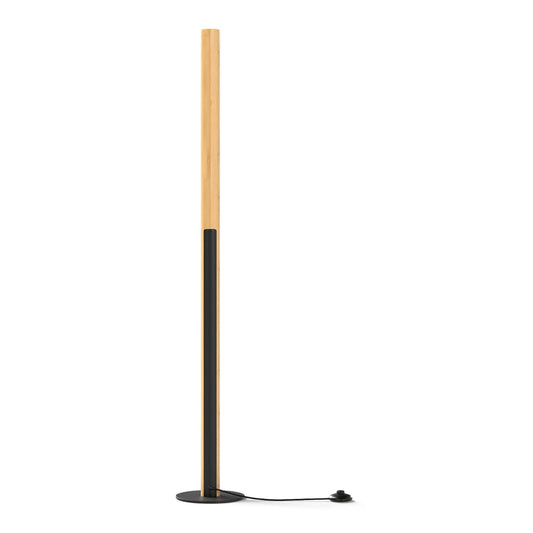 Bamboo Floor Lamp with a natural wood finish and black accent