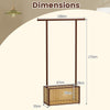 Bamboo Clothes Rack 2-In-1 Clothing Hanging Rail-Brown