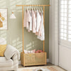 Bamboo Clothes Rack 2-In-1 Clothing Hanging Rail-Natural