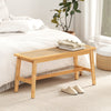 Bamboo Entryway Dining Bench with Handwoven Rattan Seat-Natural
