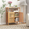 Bamboo Storage Cabinet with Double Louvered Doors-Natural